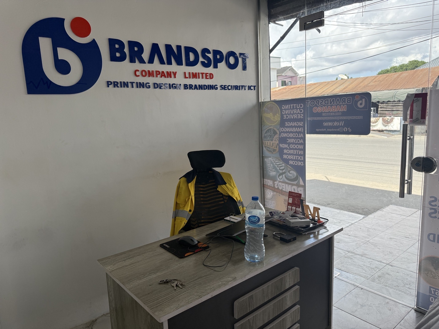 Brandspot Company Limited reception and office in Mabango